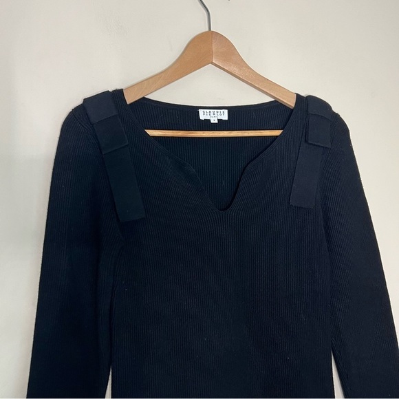 CLAUDIE PIERLOT BLACK RIBBED BOW SHOULDER JUMPER SIZE 2 - Picture 4 of 9